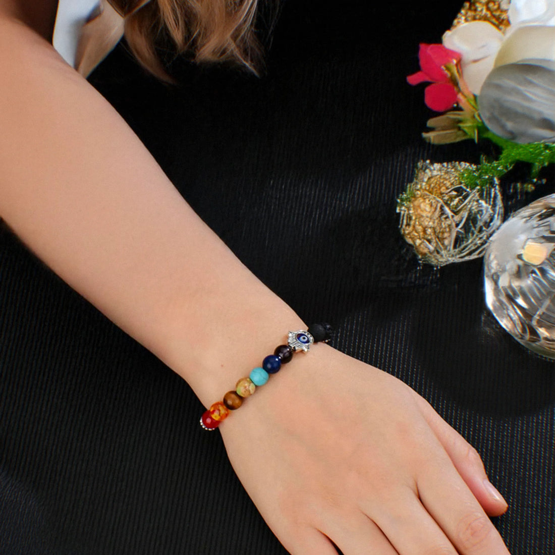 7 Chakra Lava Bracelet