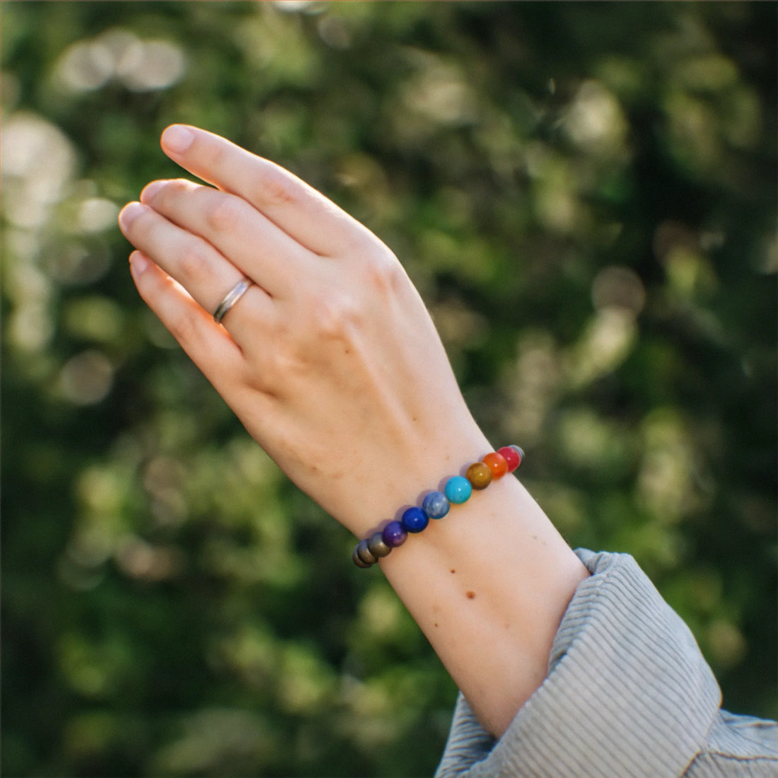 7 Chakra Pyrite Bracelet