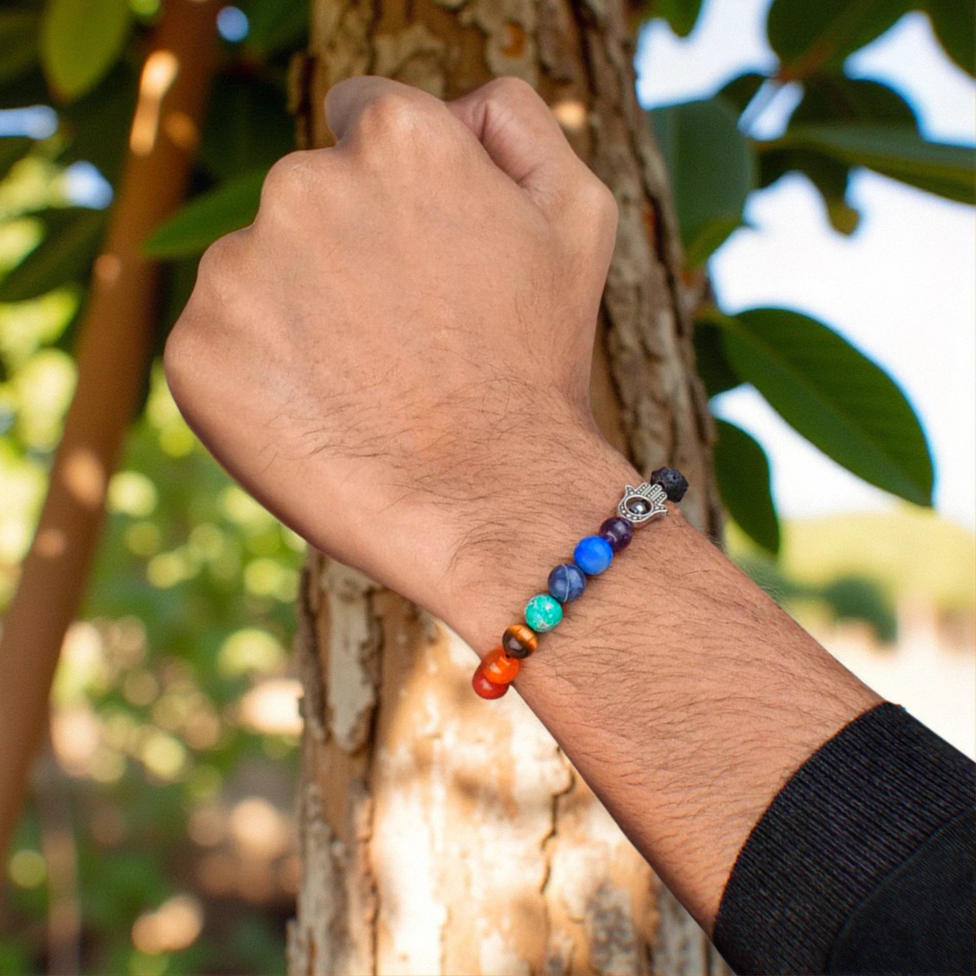 7 Chakra Lava Bracelet